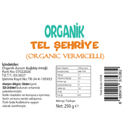 Organik Tel Şehriye (250 gr) Beyorganik