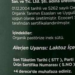 Organik Yağlı Süt, Orvital (1 Litre)