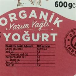 Organik Yarım Yağlı Yoğurt (600 gr) Ada