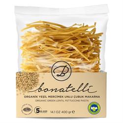 Organik Yeşil Mercimek Unlu Çubuk Makarna (400 gr) Bonatelli görseli.