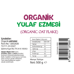 Organik Yulaf Ezmesi (500 gr) Beyorganik(Pestisit ve Aflatoksin Analizli)