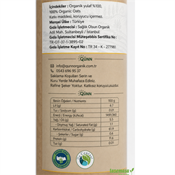 Organik Yulaf Unu (1000 Gr) Qünn