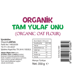 Organik Yulaf Unu (350 gr) Beyorganik(Pestisit ve Aflatoksin Analizli)