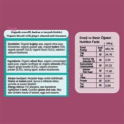 Organik Zencefil,Badem ve Tarçınlı Bisküvi (60 gr) Monn Bio