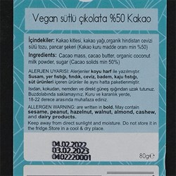 Vegan Sütlü Çikolata-%50 Kakao (80 gr) Aroha