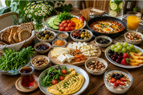 dengeli brunch sofraları,sağlıklı kahvaltı alternatifleri,tam tahıllı brunch tarifleri,sağlıklı hafta sonu menüsü