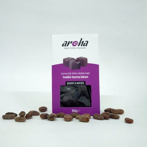 %85 Bitter Çikolata Kaplı Çikolatalı Hurma Lokum Brownie (150 gr) Aroha