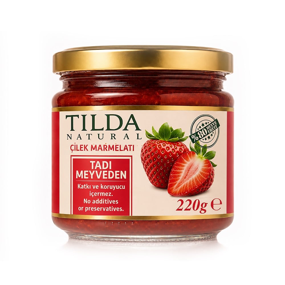 Çilek Marmelatı %80 Meyve  (220 gr) Tilda