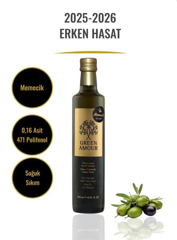 Erken Hasat Naturel Soğuk Sıkım Sızma Zeytinyağı (500 ml) Green Amour