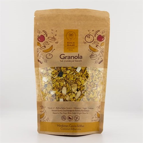 Granola Hindistan Cevizi ve Muz (360 gr) Kocamaar Çiftliği