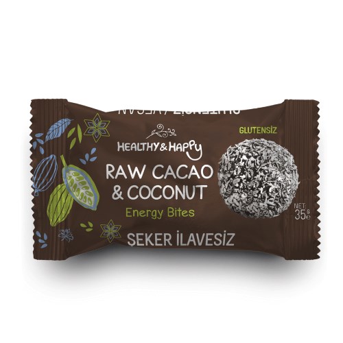 Ham Kakao & Hindistan Cevizli Enerji Topu (35 gr) Healthy & Happy