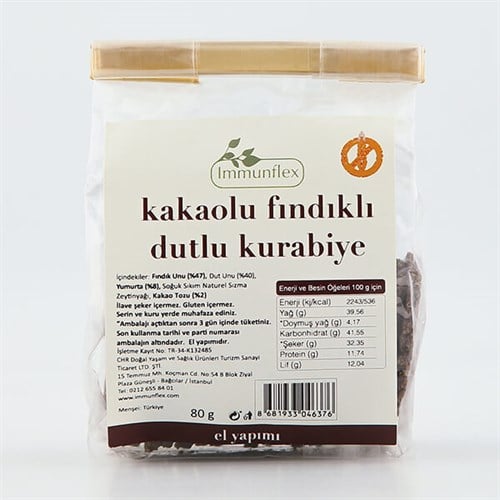 Kakaolu Fındıklı Dutlu Kurabiye (80 gr) İmmunflex