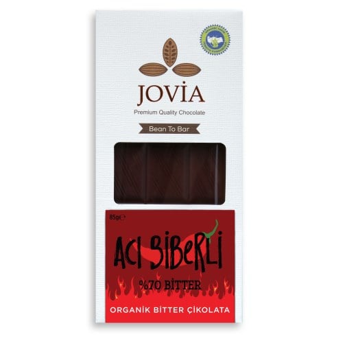 Organik %70 Bitter Acı Biberli Çikolata (85 gr) Jovia