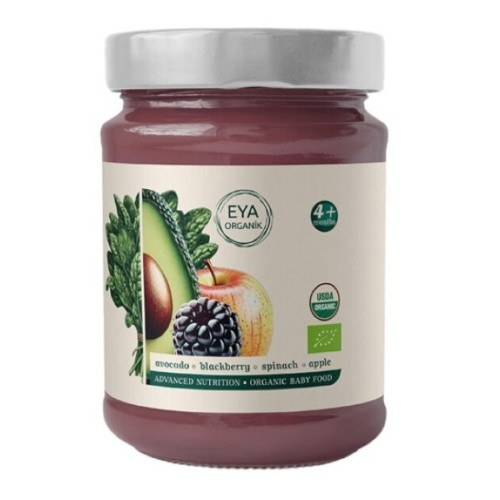 Organik Avokado Böğürtlen Ispanak Elma Püresi (100 Gr) Eya Organik