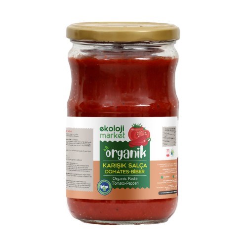 Organik Karışık (Domates-Biber) Salçası Tuz İlavesiz ( 650 gr ) Ekoloji Market