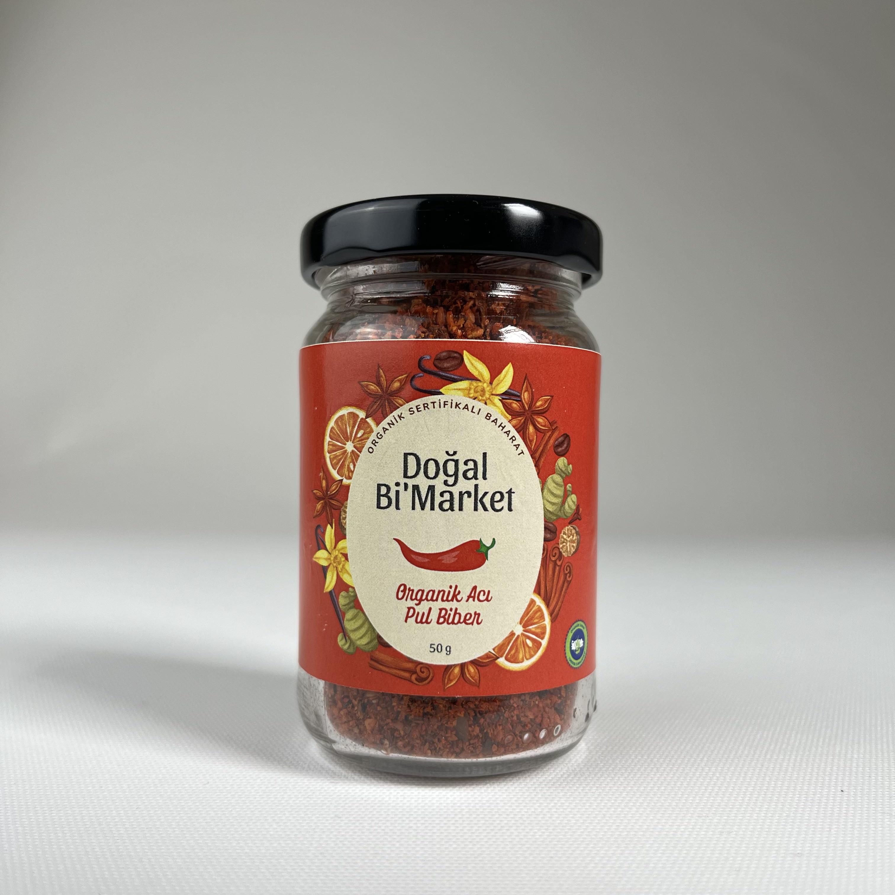 Organik Kırmızı Acı Pul Biber (50 gr) Doğal Bi'Market