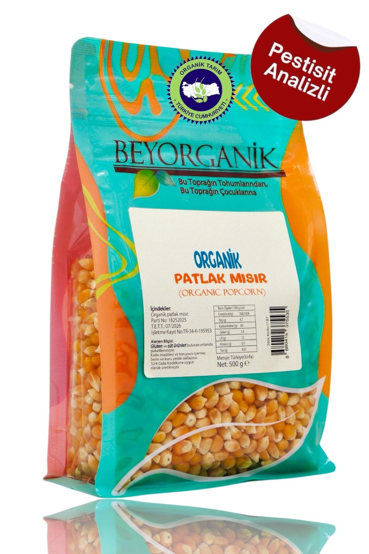 Organik Patlak Mısır (500 gr) Beyorganik(Pestisit ve Aflatoksin Analizli)