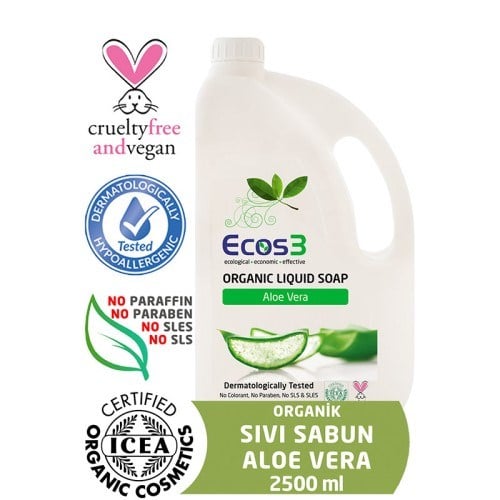 Organik Sıvı Sabun, Aloe Vera (2500 ml) Ecos3