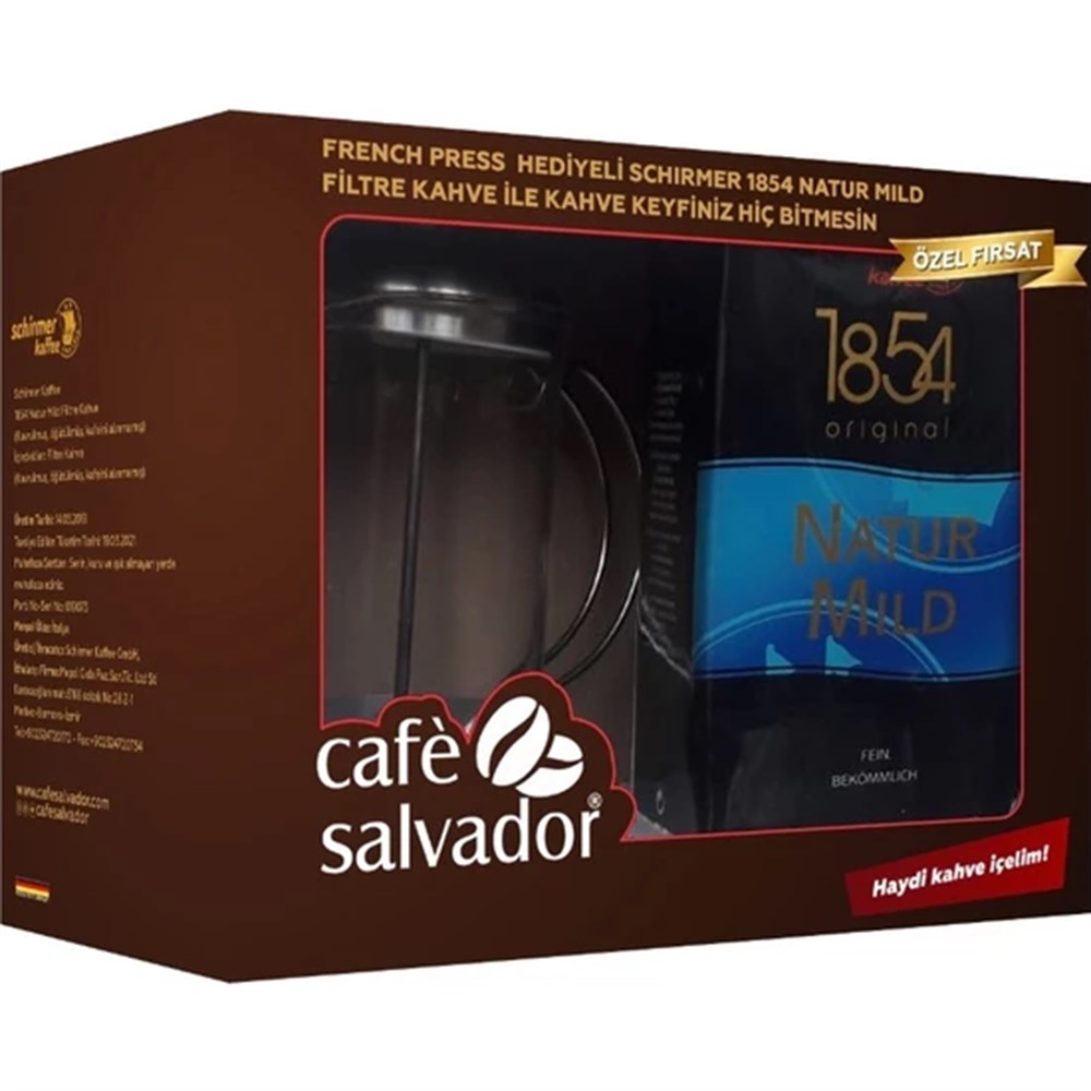 Cafe Salvador Natur Mıld Schırmer Filtre Kahve 500gr (French Pres  Hediyeli)/mixofis.com