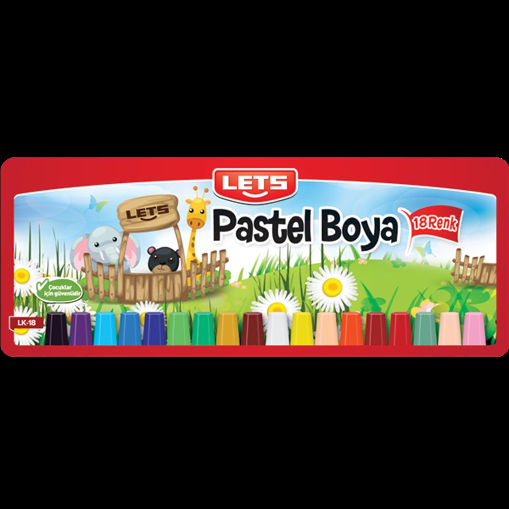Lets Pastel Boya Plastik Kutu Köşeli 18 Lİ LK-18/mixofis.com