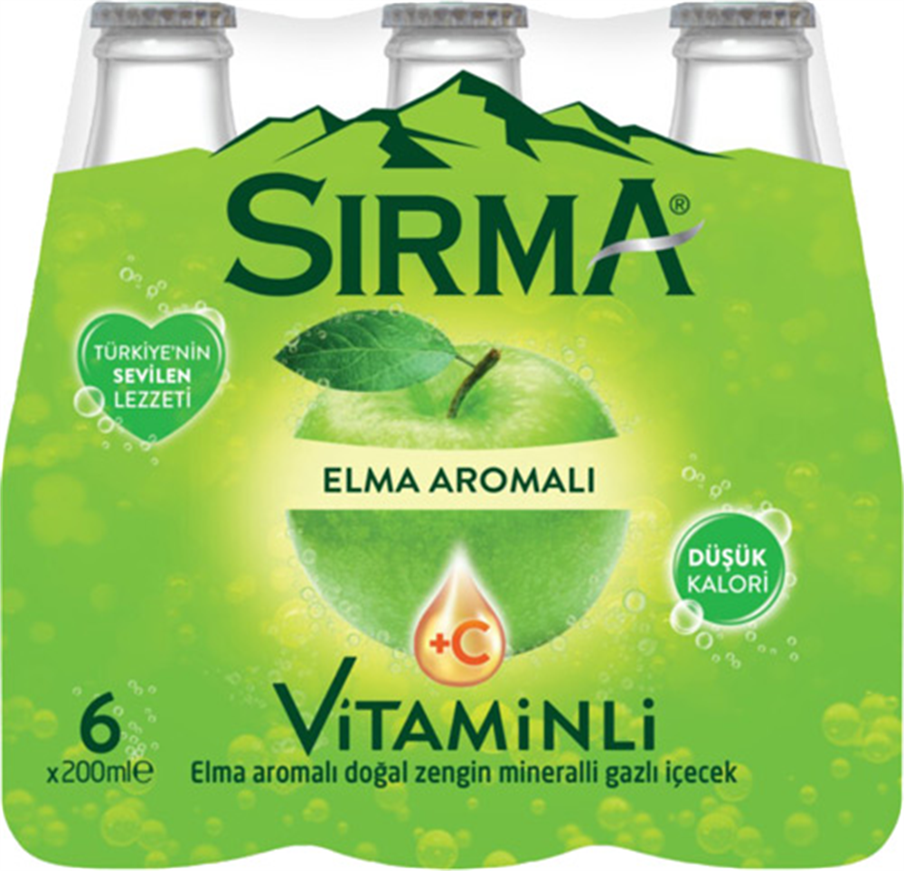 Sırma Elma Aromalı Soda 200 Ml 6'lı-mixofis.com