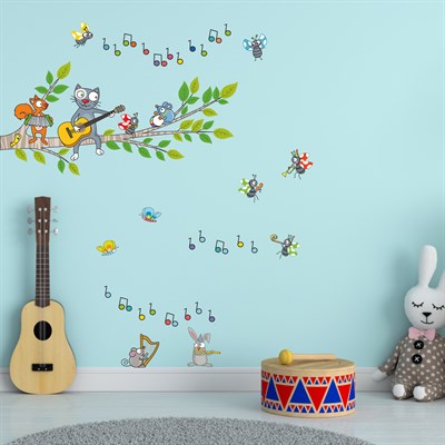 Dekor Loft Kedi ve Orkestrası Çocuk Odası Sticker CS-844