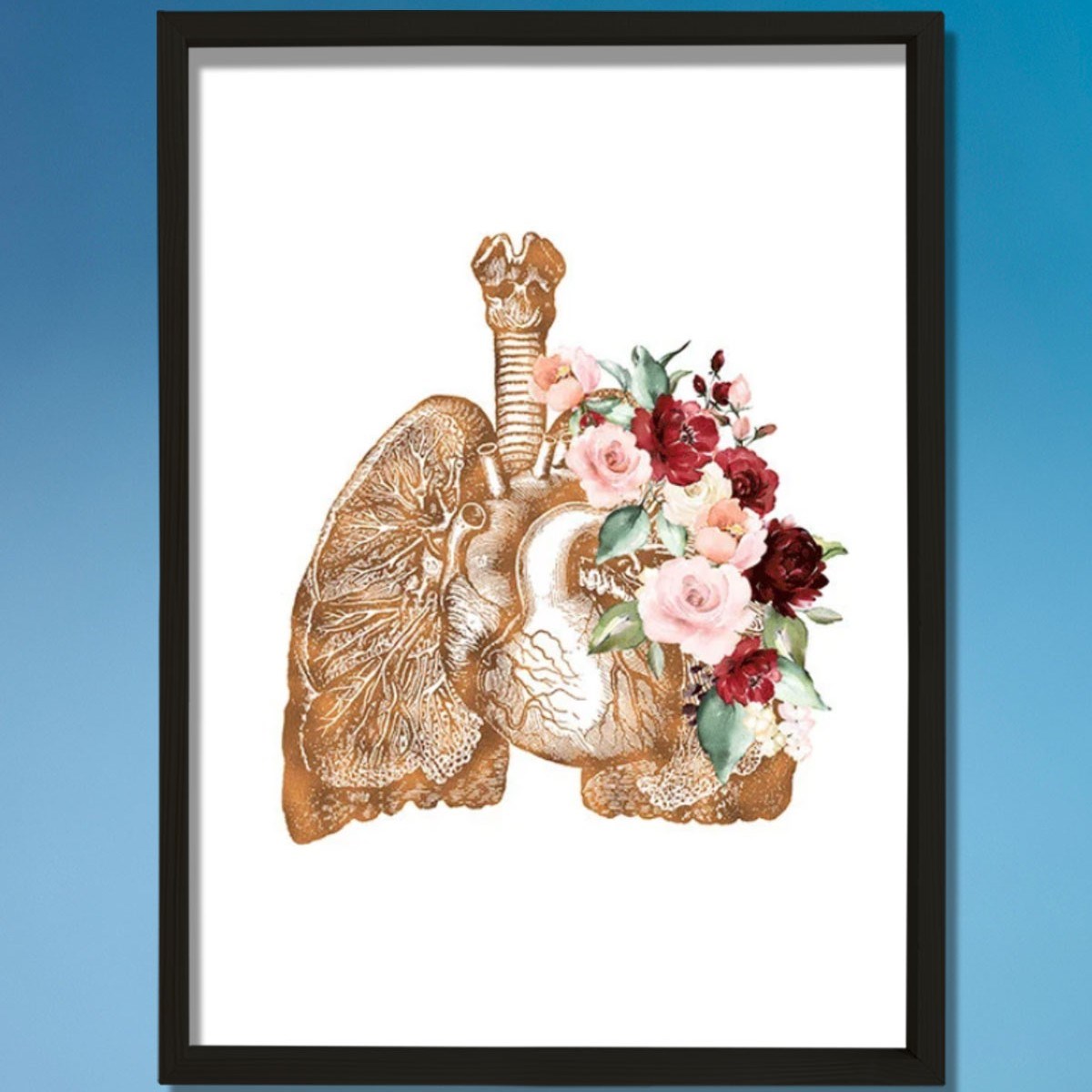 Akciğer Anatomisi Sanatı, Göğüs Cerrahisi Sanatı, Göğüs Hastalıkları Doktor Ofisi Duvar Tablosu