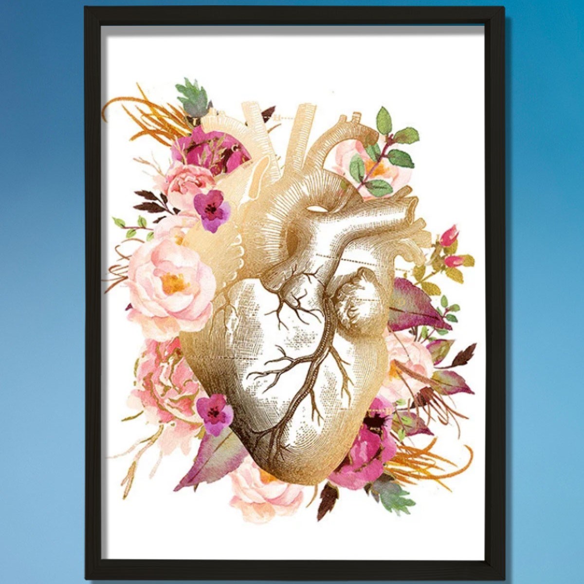 Anatomik Kalp Sanatsal Baskı, Kardiyolog Hediyesi, Doktor Ofisi Duvar Tablosu