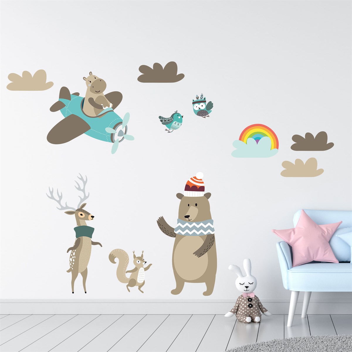 Dekor Loft Ayıcık ve Geyik Çocuk Odası Sticker CS-864