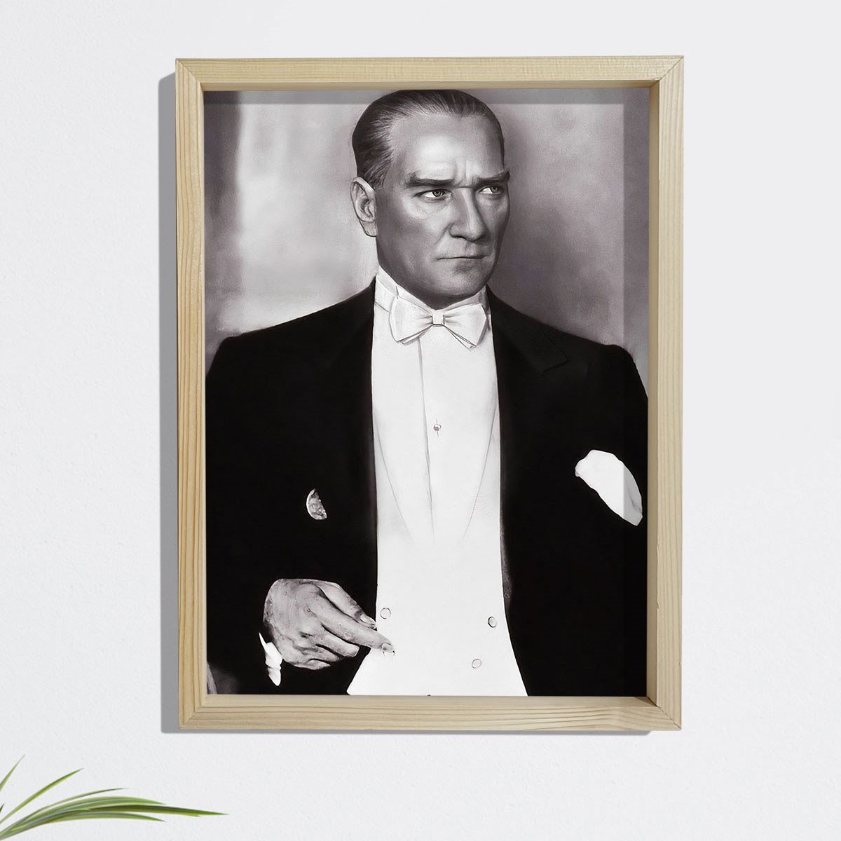 Dekor Loft Çam Ağacı Çerçeveli Atatürk Tablo 33x44 cm