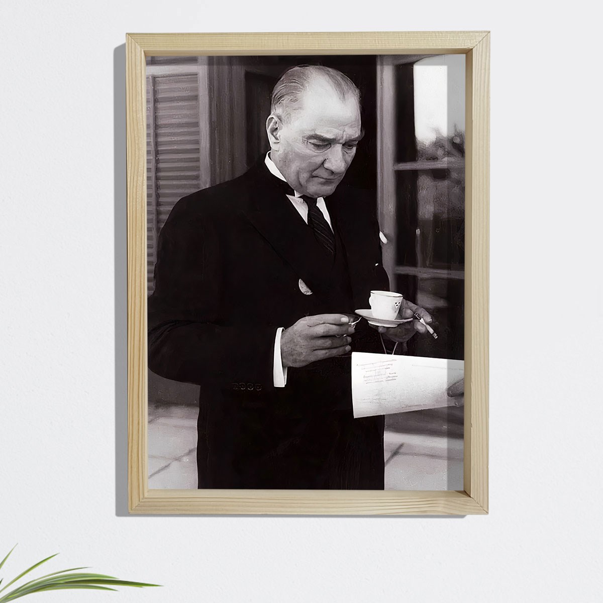 Dekor Loft Çam Ağacı Çerçeveli Atatürk Tablo 33x44 cm