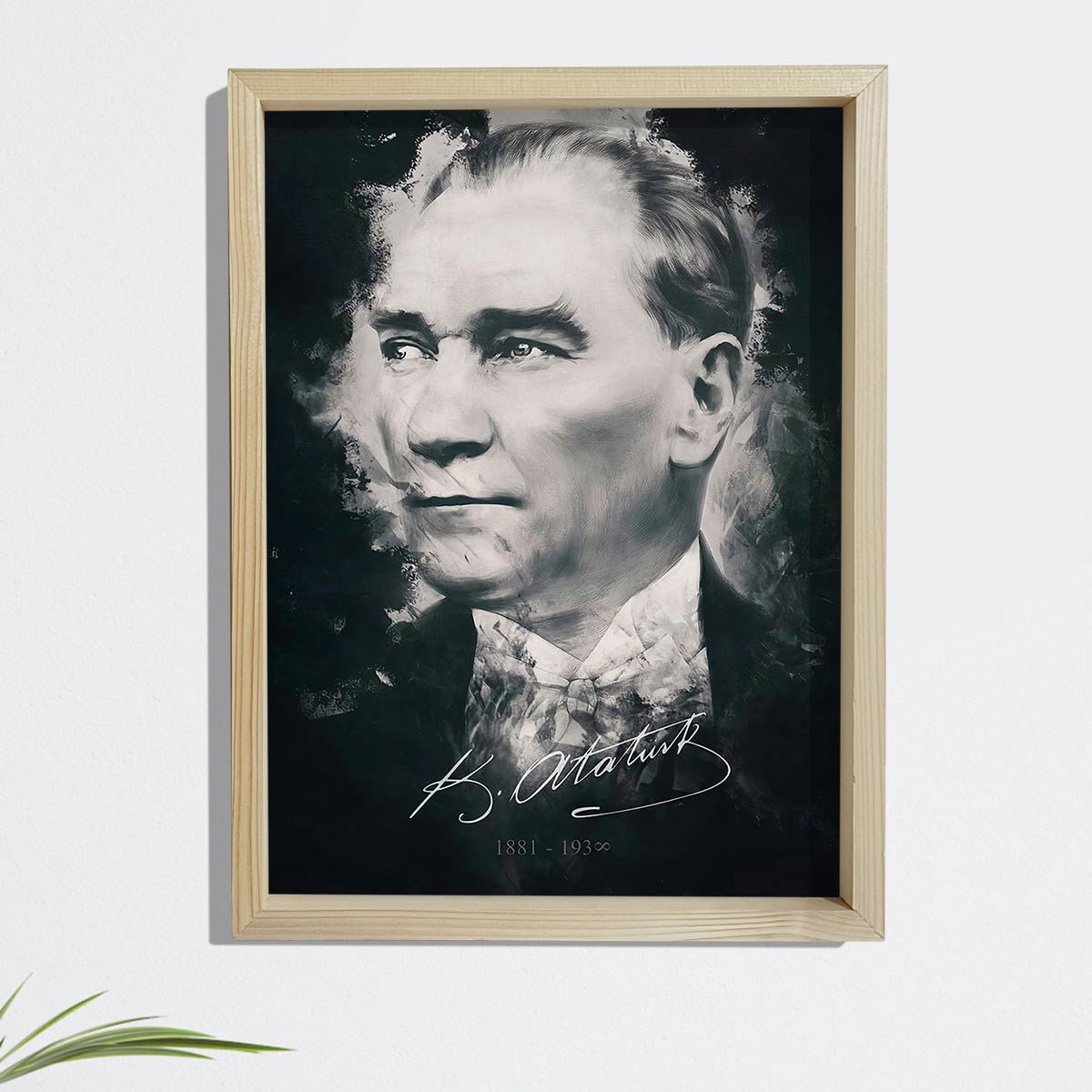 Dekor Loft Çam Ağacı Çerçeveli Atatürk Tablo 33x44 cm