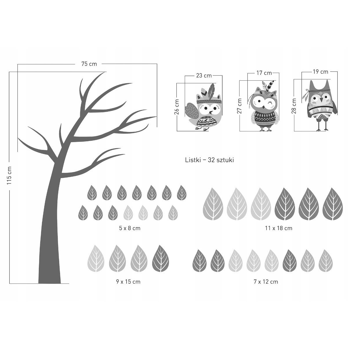 Dekor Loft Kızılderili Baykuşlar Çocuk Odası Sticker CS-866