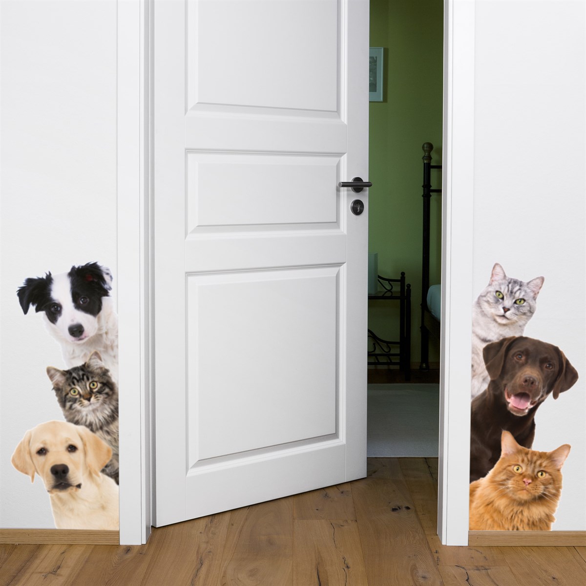 Dekor Loft Köpek Ailesi Kapı Arkadaşları Sticker CS-853