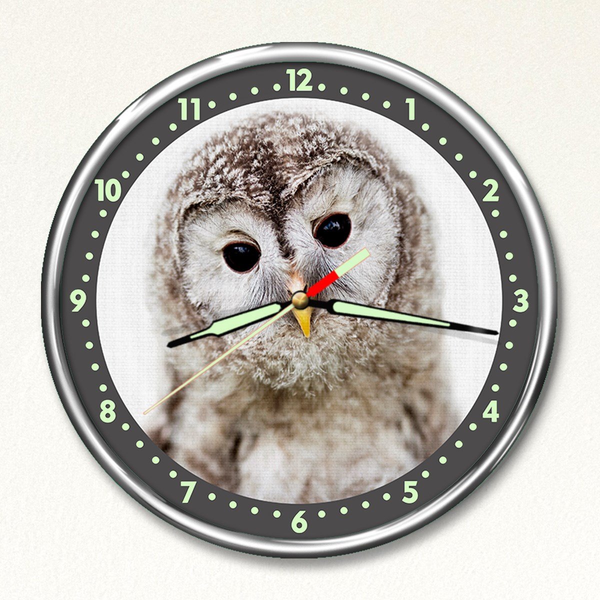 Dekor Loft Premium Gece Parlayan Baykuş  Çocuk Odası Duvar Saati