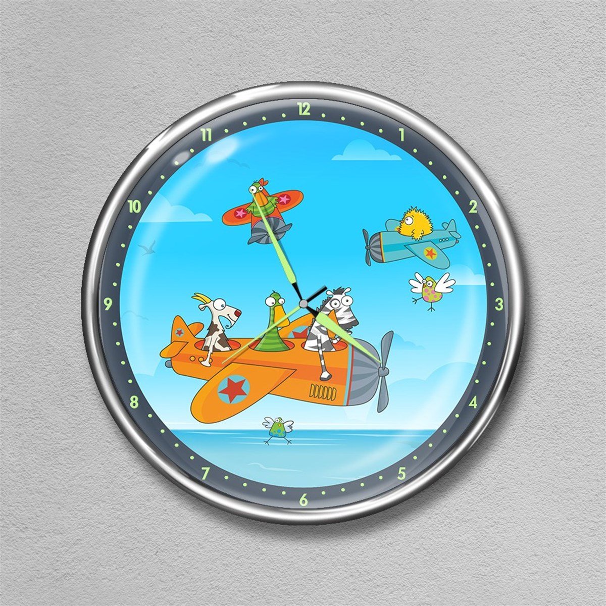 Dekor Loft Premium Gece Parlayan Çocuk Odası Duvar Saati  FS-1524