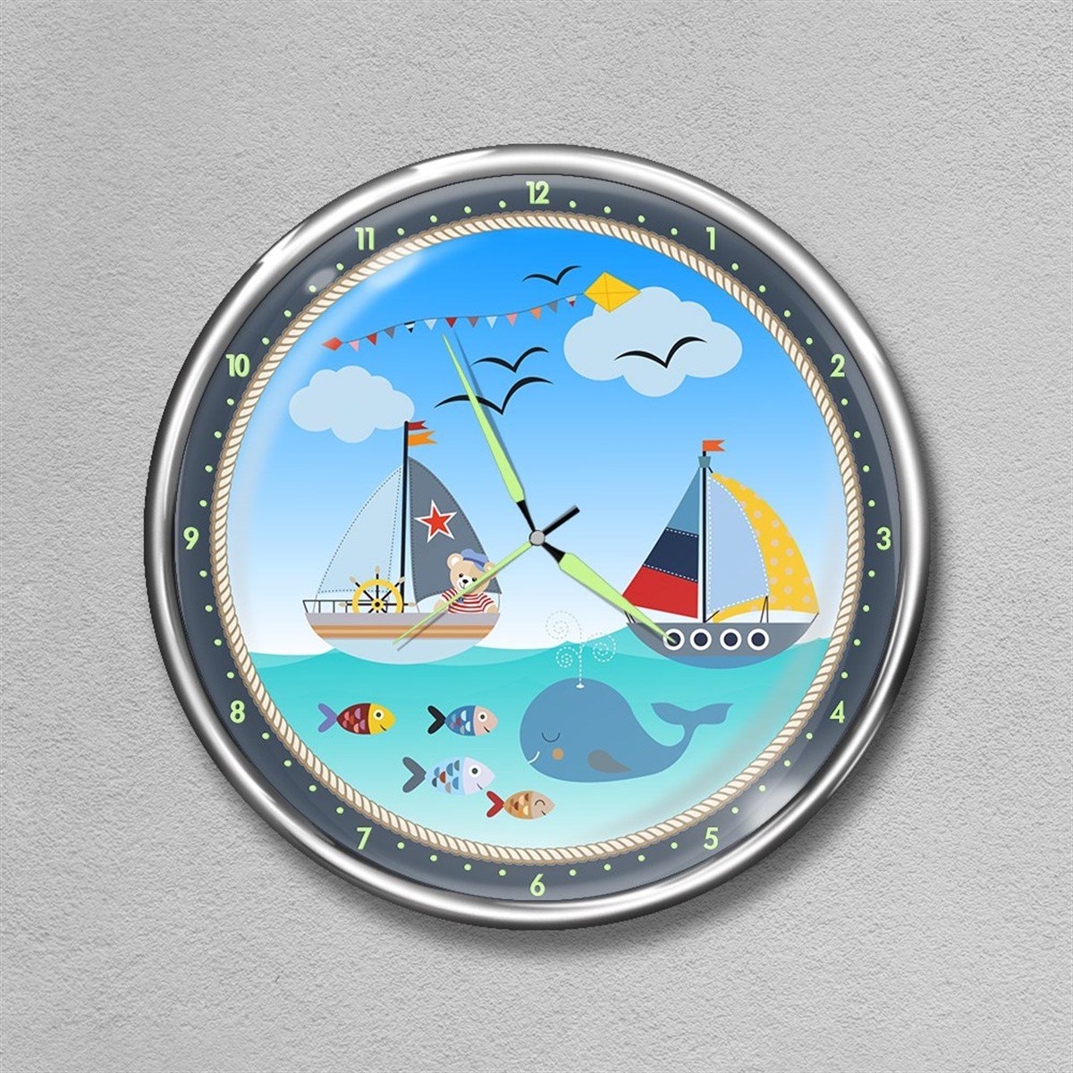 Dekor Loft Premium Gece Parlayan Çocuk Odası Duvar Saati  FS-1534