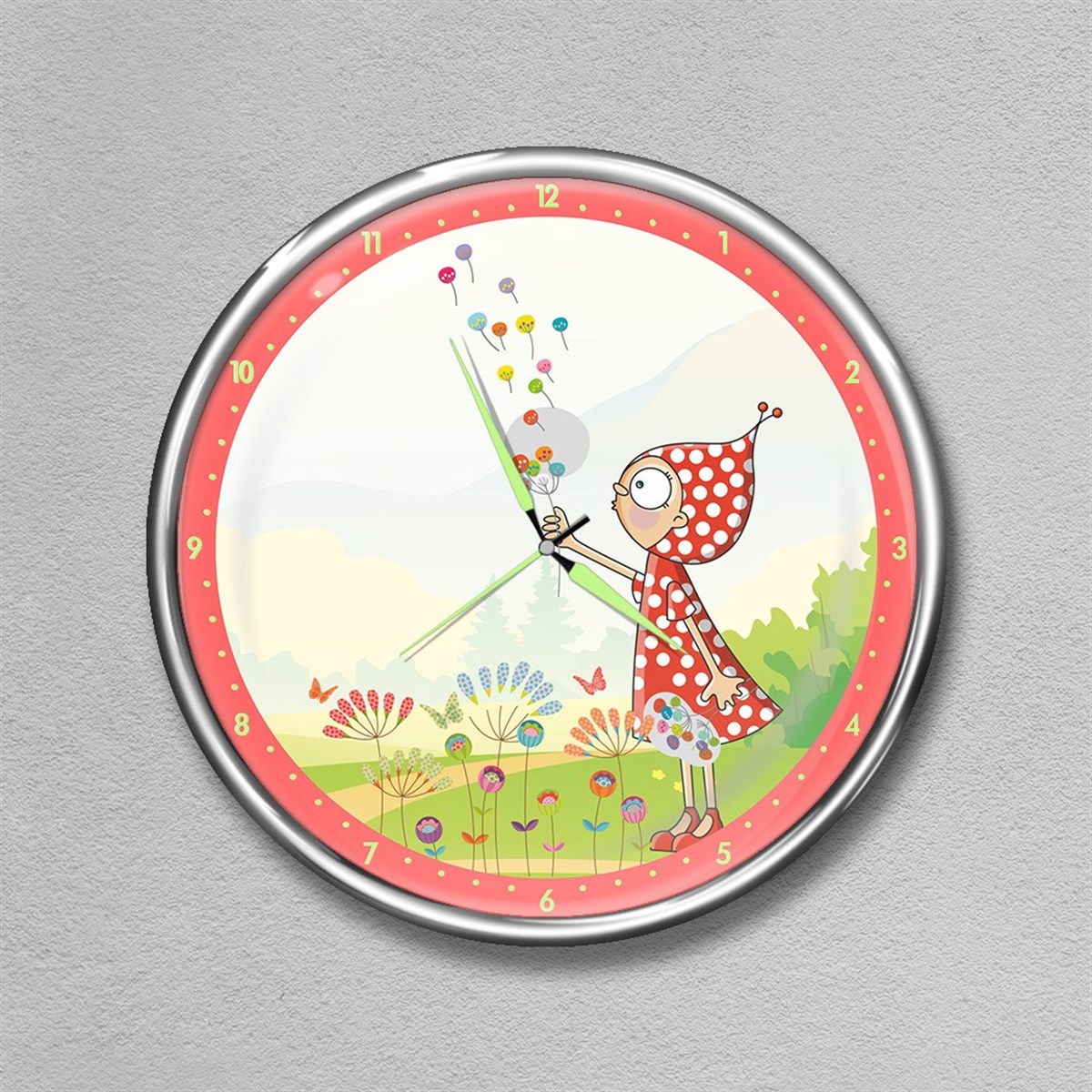 Dekor Loft Premium Gece Parlayan Çocuk Odası Duvar Saati  FS-1552