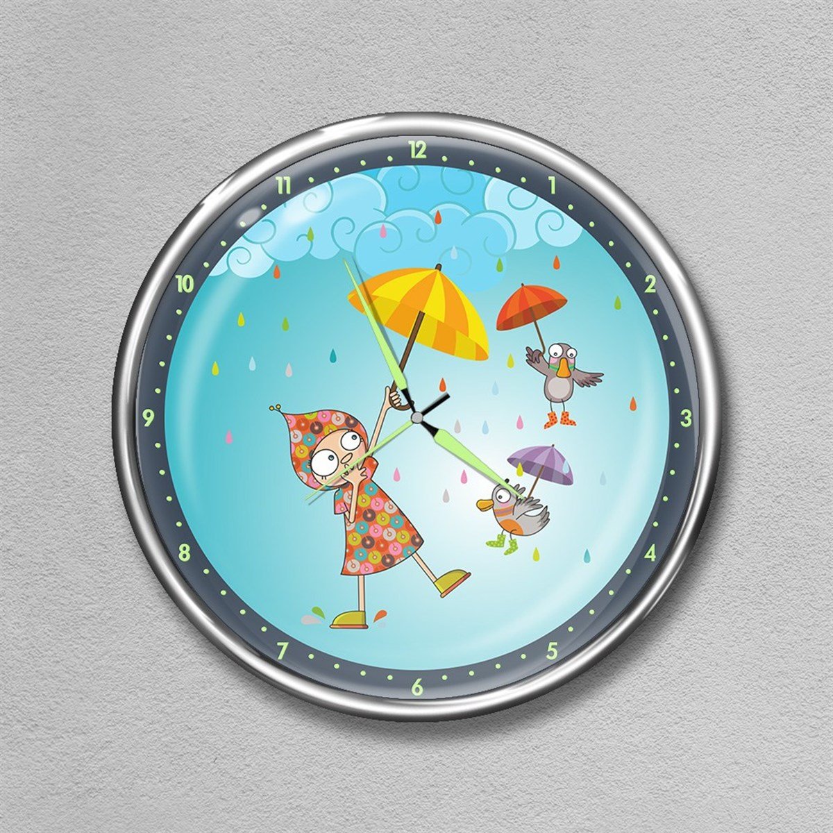 Dekor Loft Premium Gece Parlayan Çocuk Odası Duvar Saati  FS-1523