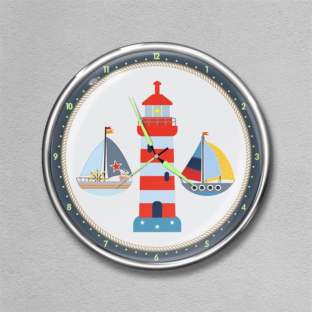 Dekor Loft Premium Gece Parlayan Çocuk Odası Duvar Saati  FS-1558