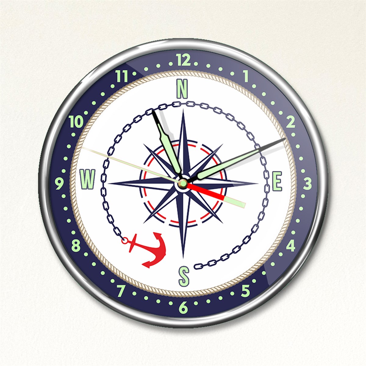 Dekor Loft Premium Gece Parlayan Denizci Çocuk Odası Duvar Saati PFS-1733