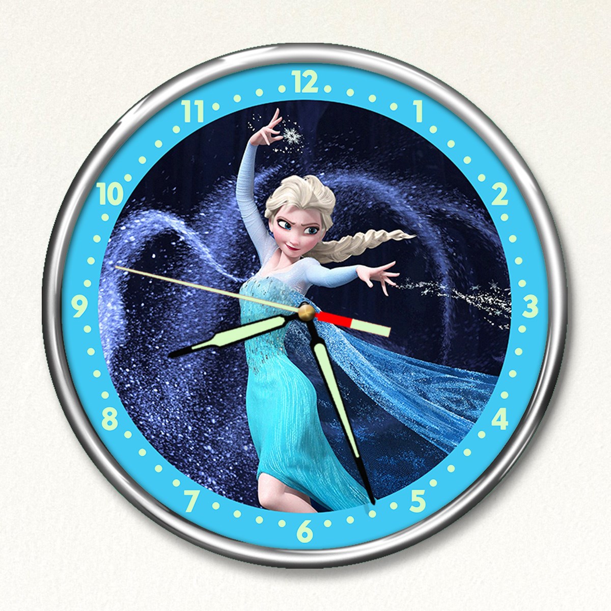 Dekor Loft Premium Gece Parlayan Elsa Frozen  Çocuk Odası Duvar Saati