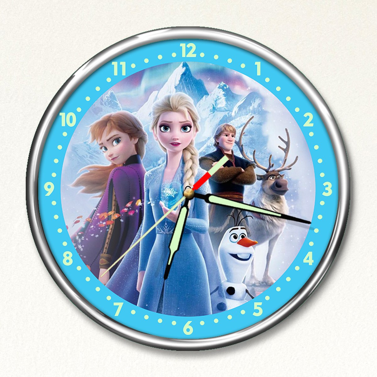 Dekor Loft Premium Gece Parlayan Elsa Frozen  Çocuk Odası Duvar Saati