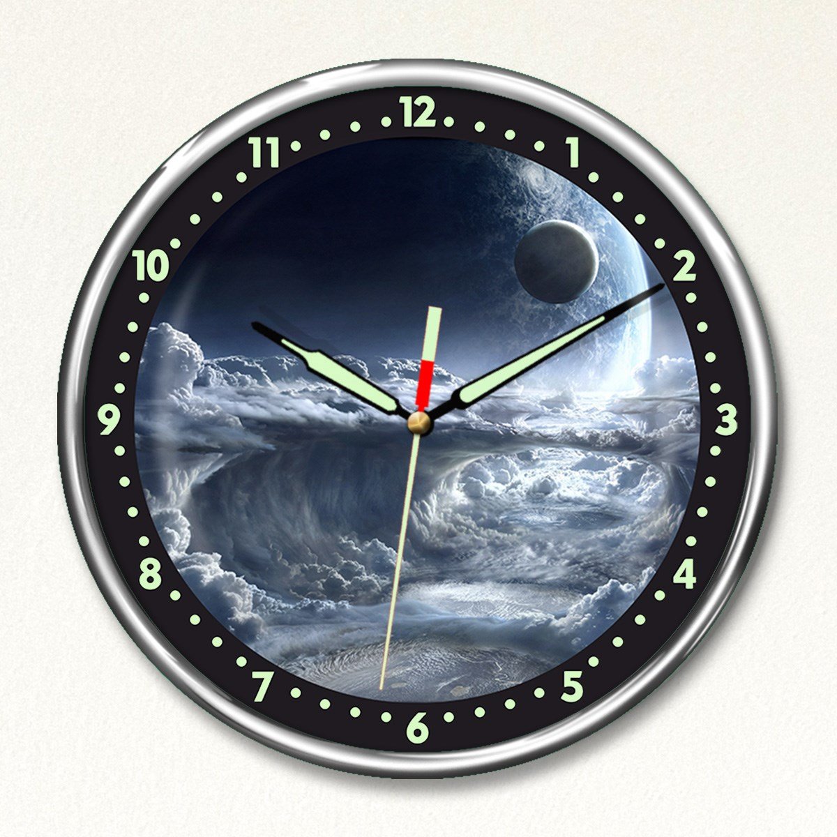 Dekor Loft Premium Gece Parlayan Gezegen Yüzeyi  Çocuk Odası Duvar Saati