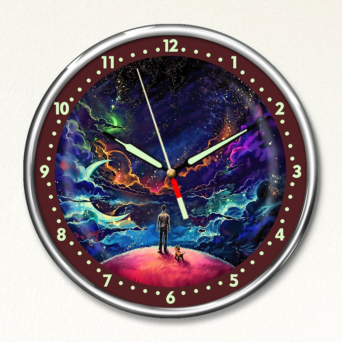 Dekor Loft Premium Gece Parlayan Gezli Gezegen  Çocuk Odası Duvar Saati