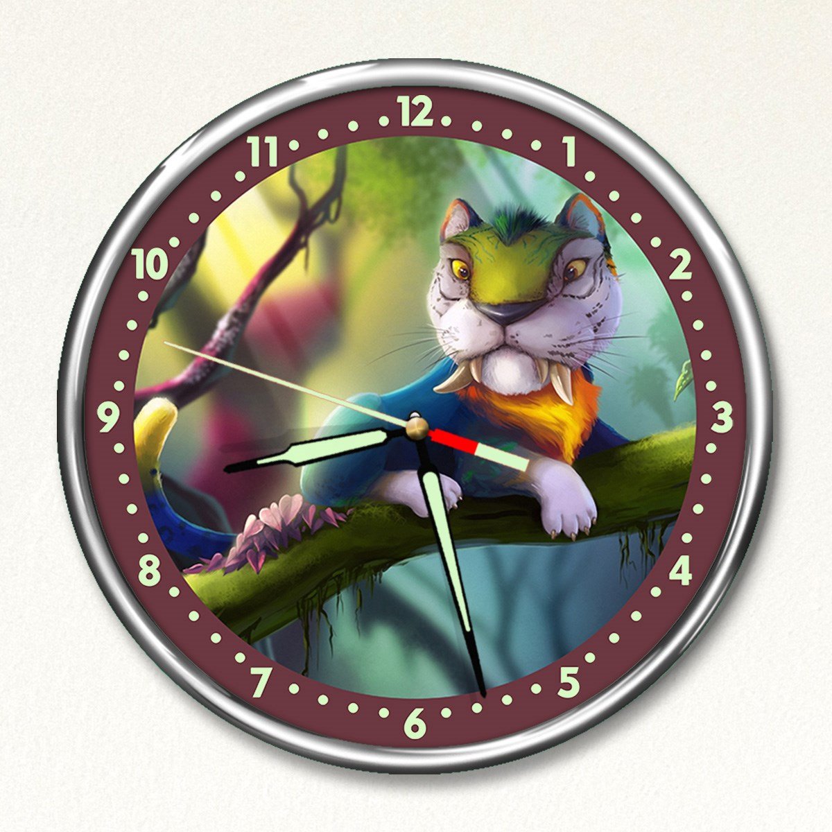 Dekor Loft Premium Gece Parlayan Ormanların Kralı  Çocuk Odası Duvar Saati