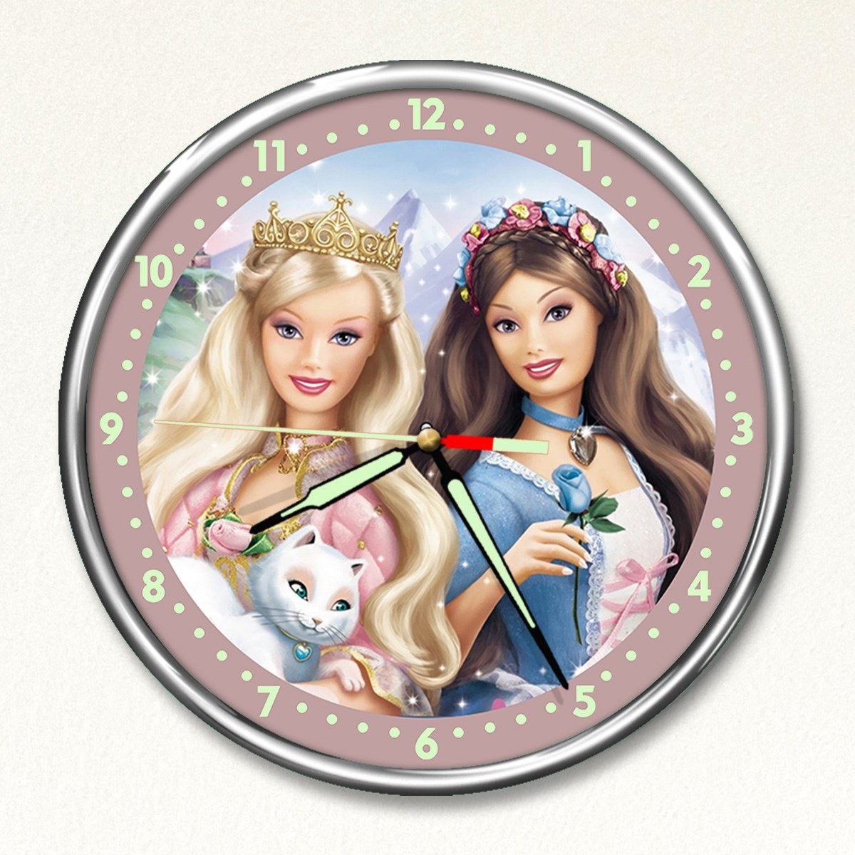 Dekor Loft Premium Gece Parlayan Prenses Babie  Çocuk Odası Duvar Saati