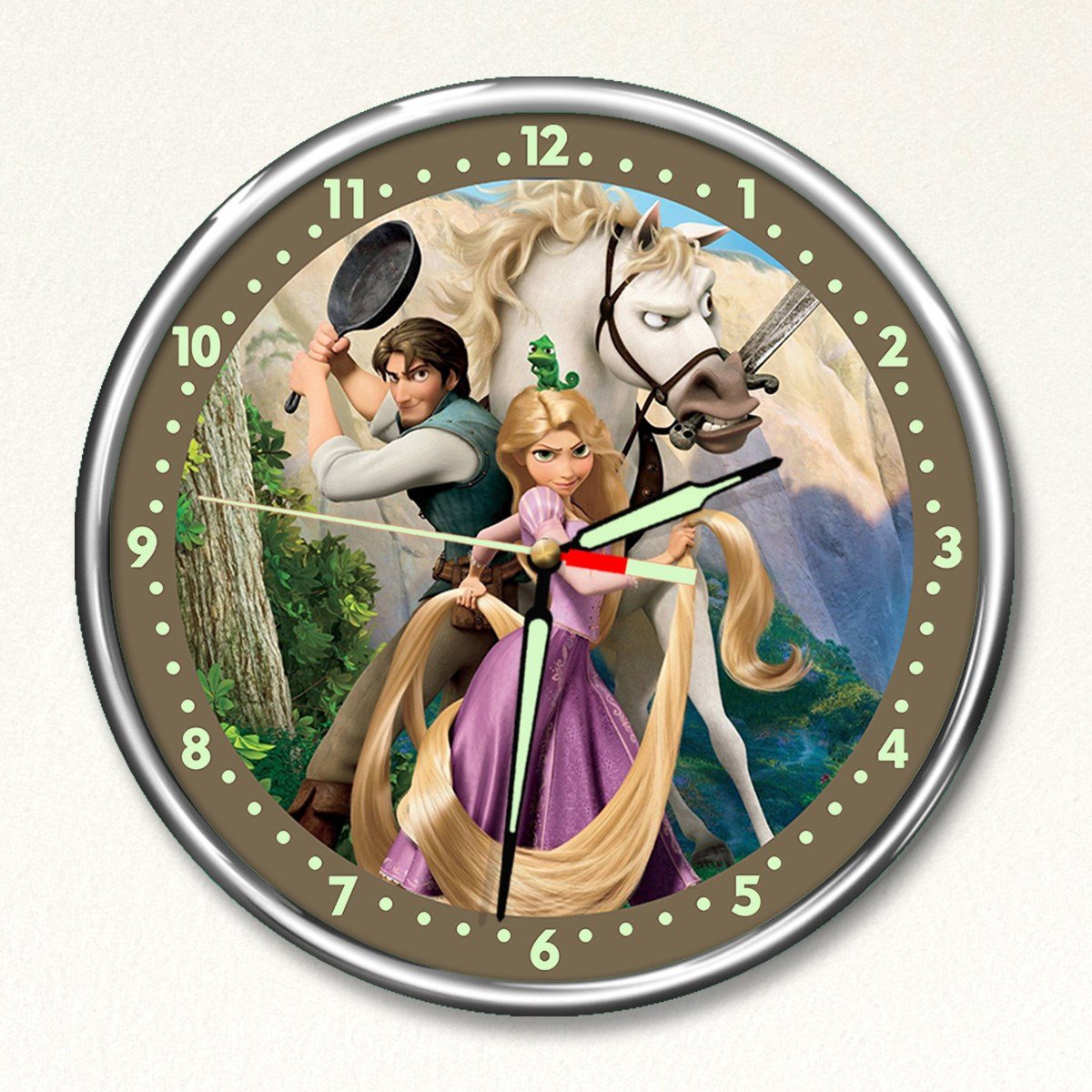 Dekor Loft Premium Gece Parlayan Rapunzel  Çocuk Odası Duvar Saati