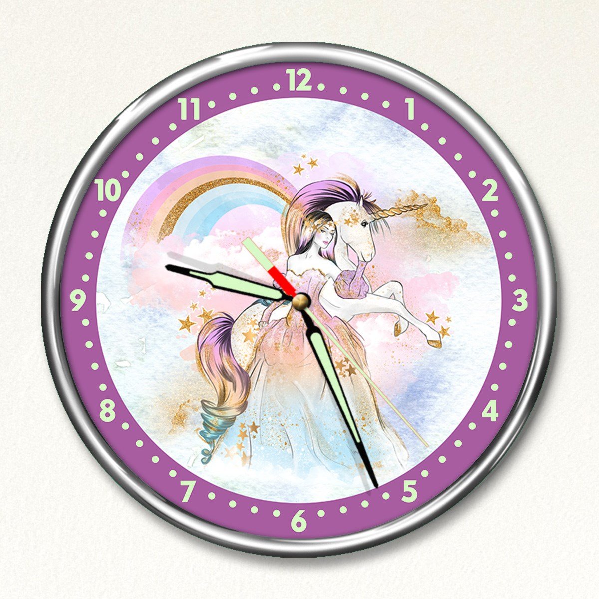 Dekor Loft Premium Gece Parlayan Unicorn  Çocuk Odası Duvar Saati