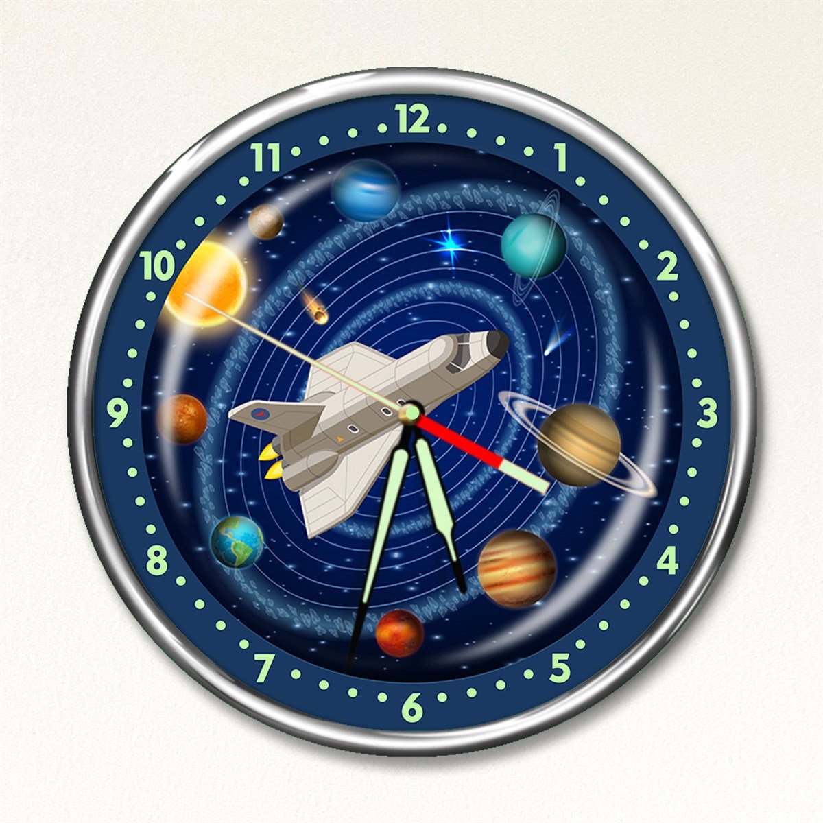 Dekor Loft Premium Gece Parlayan Uzay Çocuk Odası Duvar Saati PFS-1784